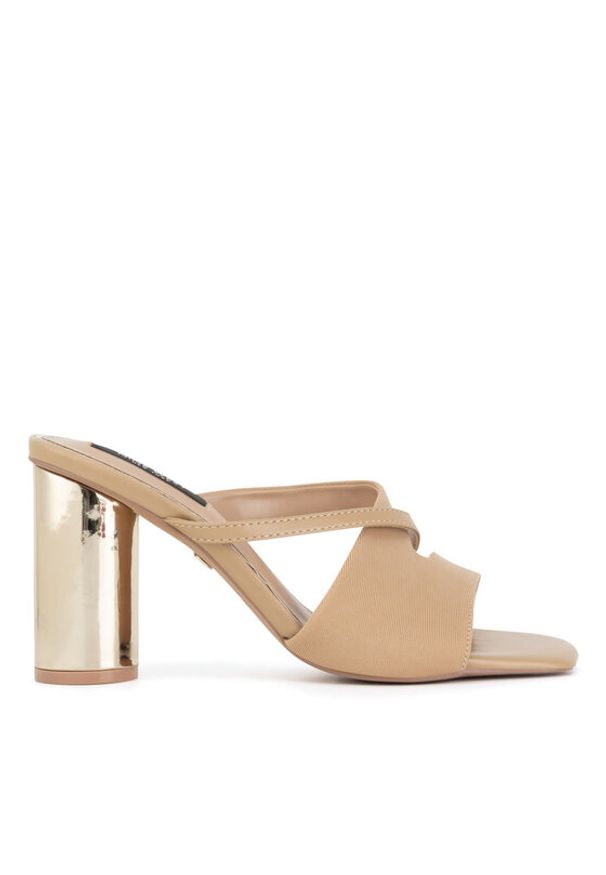 Nine West Klapki WSS21562-01 Beżowy. Kolor: beżowy. Materiał: materiał, skóra