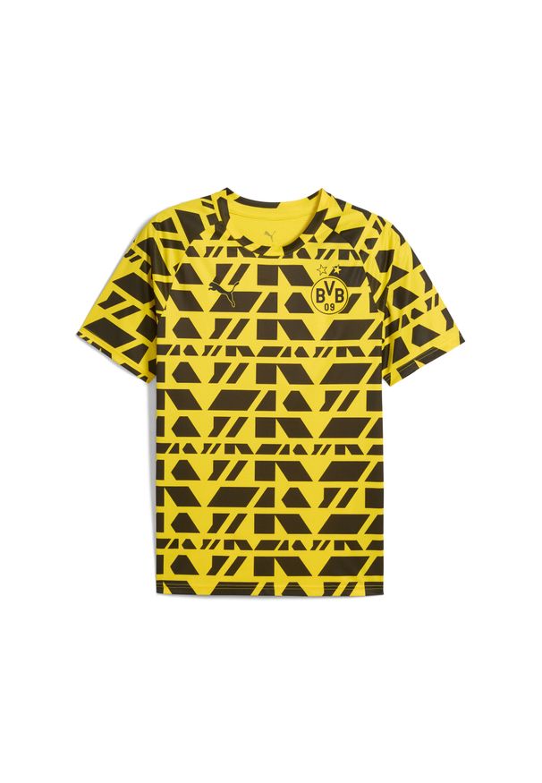 Puma - Męska koszulka przedmeczowa Borussia Dortmund PUMA. Kolor: żółty, czarny, wielokolorowy. Sport: bieganie