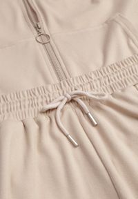 Renee - Beżowy Komplet Dresowy Spodnie Joggery i Bluza z Kapturem na Suwak Bernika. Kolor: beżowy. Materiał: dresówka. Wzór: gładki #7