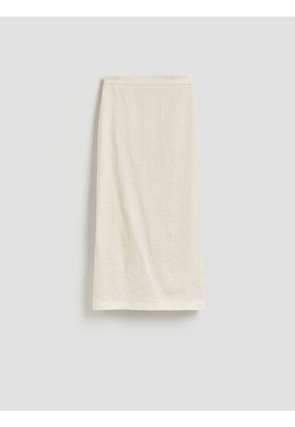 Reserved - Lniana spódnica - złamana biel. Materiał: len