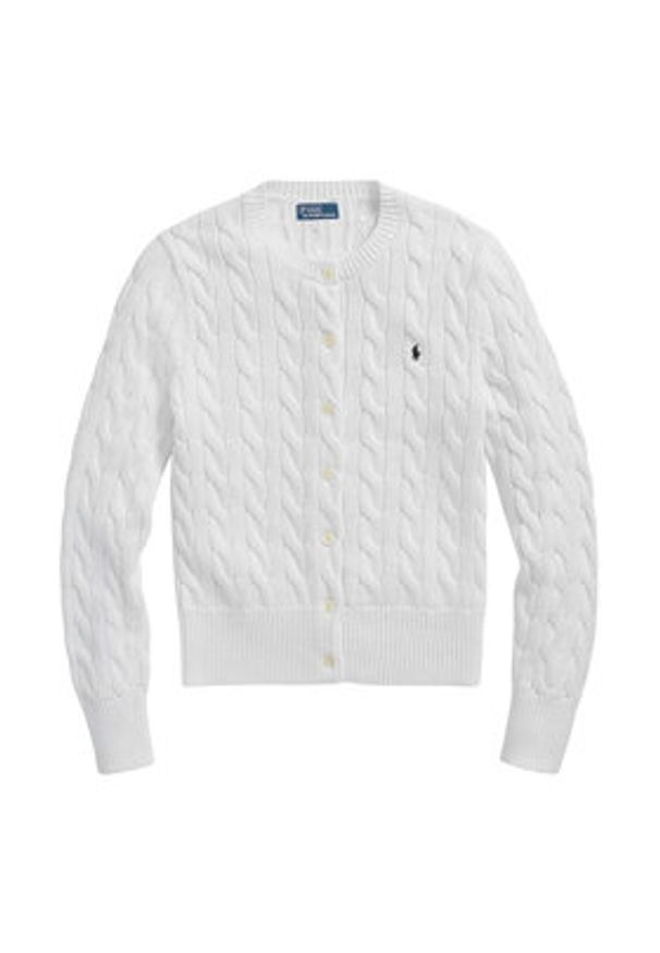 Polo Ralph Lauren Kardigan 211891643001 Biały Regular Fit. Typ kołnierza: polo. Kolor: biały. Materiał: bawełna