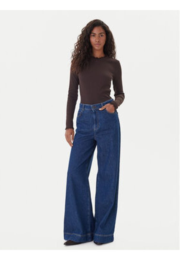 only - ONLY Bluzka Leslie 15277888 Brązowy Regular Fit. Kolor: brązowy. Materiał: bawełna