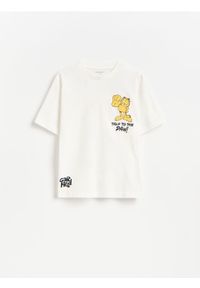 Reserved - Bawełniany t-shirt Garfield - złamana biel. Materiał: bawełna #1
