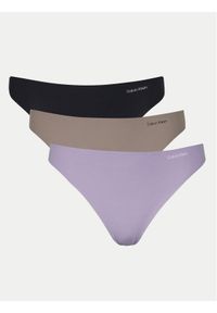 Calvin Klein Underwear Komplet 3 par stringów 000QD3558E Kolorowy. Materiał: syntetyk. Wzór: kolorowy