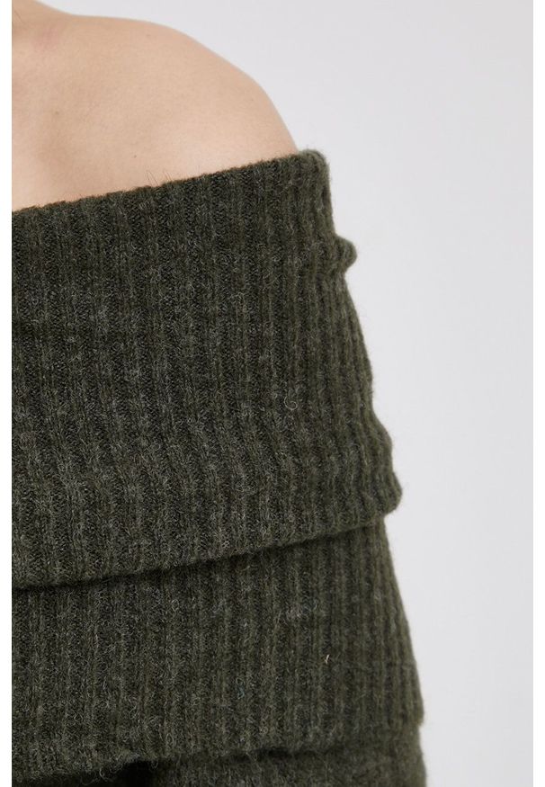only - Only Sweter z domieszką wełny damski kolor zielony z golfem. Okazja: na co dzień. Typ kołnierza: golf. Kolor: zielony. Materiał: wełna. Długość rękawa: długi rękaw. Długość: długie. Styl: casual