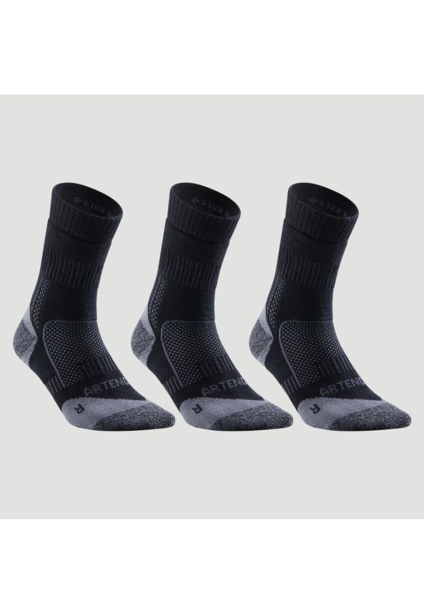 ARTENGO - Skarpety sportowe tenis Artengo RS 900 high 3 pary. Kolor: czarny. Materiał: elastan, bawełna, poliamid. Wzór: ze splotem. Sport: tenis