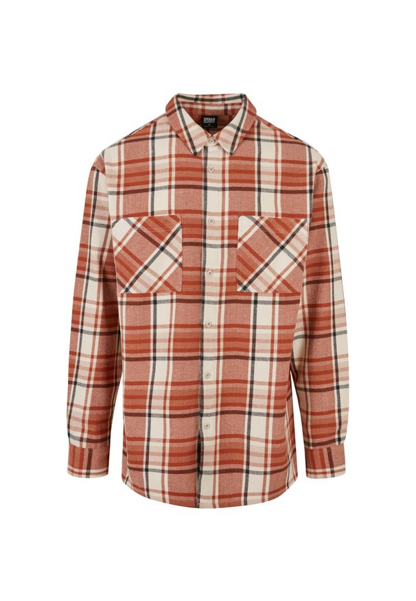 Oversized check shirt Urban Classics Leaves. Kolor: pomarańczowy, czerwony, wielokolorowy. Długość: długie