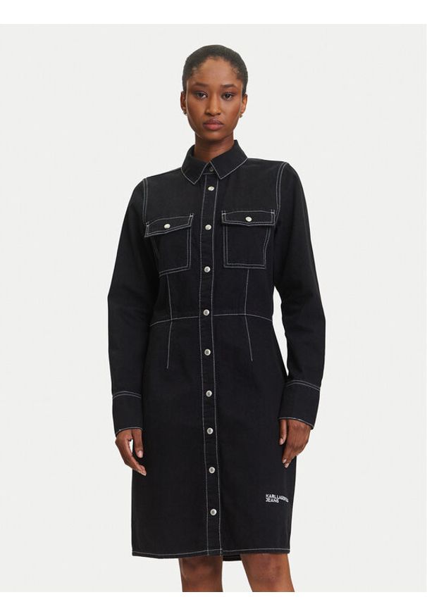 Karl Lagerfeld Jeans Sukienka jeansowa A3W13015 Granatowy Regular Fit. Kolor: niebieski. Materiał: bawełna