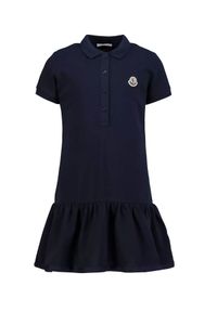 MONCLER KIDS - Granatowa sukienka polo 8-14 lat. Typ kołnierza: polo. Kolor: niebieski. Materiał: bawełna. Wzór: aplikacja. Sezon: lato #1