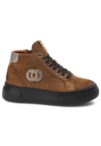 Brązowe Sneakersy CheBello Wygodne Skórzane Buty Damskie. Okazja: na co dzień. Kolor: brązowy. Materiał: skóra. Szerokość cholewki: normalna. Styl: casual #7