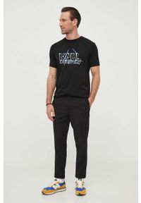 Karl Lagerfeld t-shirt męski kolor czarny z nadrukiem. Kolor: czarny. Materiał: materiał. Wzór: nadruk #5