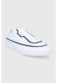 Hugo Buty skórzane Zero kolor biały. Nosek buta: okrągły. Zapięcie: sznurówki. Kolor: biały. Materiał: skóra