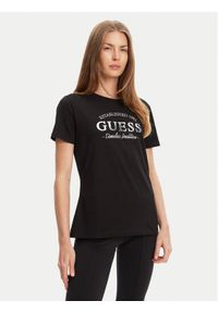 Guess T-Shirt V5YI12 J1314 Czarny Regular Fit. Kolor: czarny. Materiał: bawełna