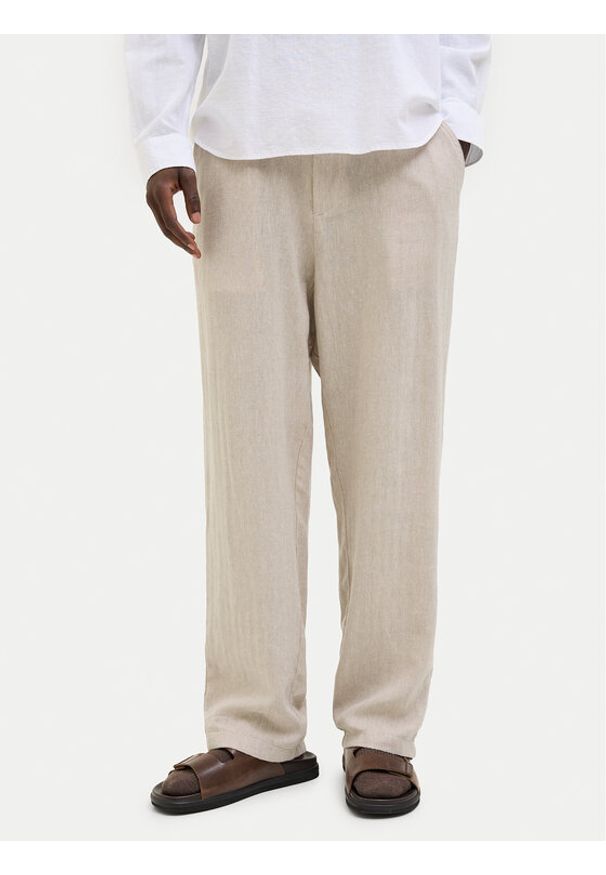 Jack & Jones Chinosy Karl Mykonos 12269371 Beżowy Loose Fit. Kolor: beżowy. Materiał: len, wiskoza