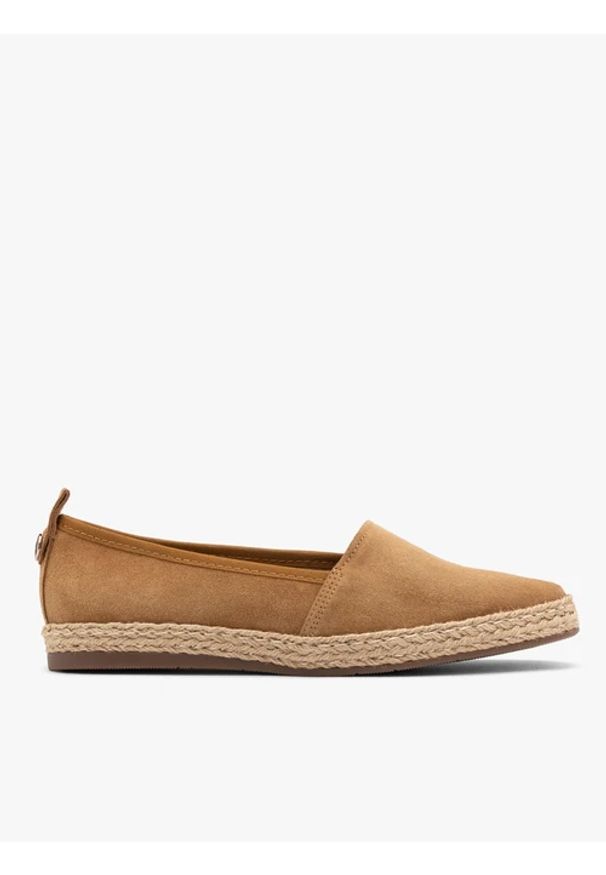 Ryłko - Rude espadryle damskie. Nosek buta: okrągły. Kolor: brązowy. Materiał: skóra, welur. Styl: street