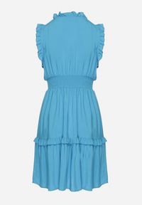 Born2be - Niebieska Sukienka z Wiskozą o Rozkloszowanym Kroju Bez Rękawów Folerose. Typ kołnierza: dekolt w serek. Kolor: niebieski. Materiał: wiskoza. Długość rękawa: bez rękawów. Sezon: wiosna, lato. Typ sukienki: rozkloszowane. Styl: elegancki #7