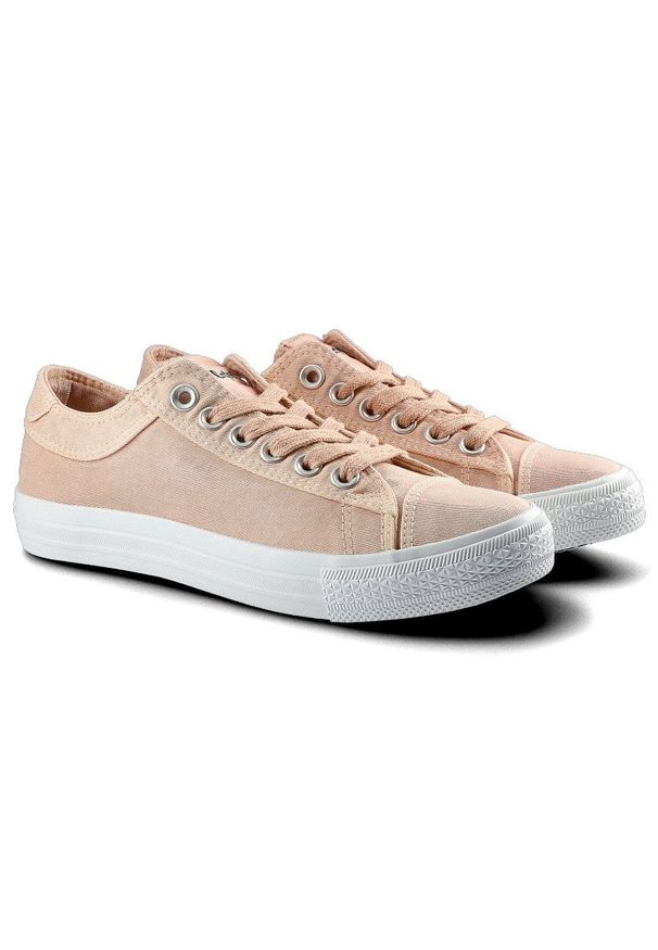 Różowe Trampki Lee Cooper Damskie Stylowe Obuwie. Okazja: na spacer, na uczelnię, na co dzień. Kolor: różowy. Materiał: jeans, materiał, guma. Szerokość cholewki: normalna. Styl: elegancki