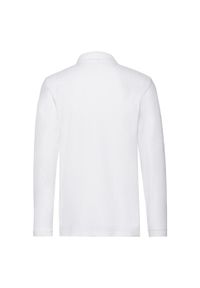 FRUIT OF THE LOOM - Męska Koszulka Polo Premium Z Długim Rękawem. Typ kołnierza: polo. Kolor: biały. Długość rękawa: długi rękaw. Długość: długie