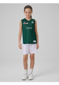 4f - 4F Koszulka meczowa replika wyjazdowa z sezonu 2025/26 dziecięca 4F x AZS UMCS Lublin - zielona 98/104. Kolor: zielony. Materiał: skóra, materiał, tkanina. Wzór: nadruk. Sezon: lato #2