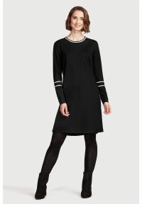 Cellbes - Dżersejowa sukienka z detalami w kontrastowych kolorach. Kolor: czarny. Materiał: jersey. Długość rękawa: długi rękaw. Typ sukienki: proste