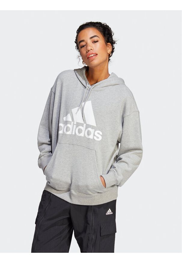 Adidas - adidas Bluza Essentials Big Logo IC9865 Szary Loose Fit. Kolor: szary. Materiał: bawełna