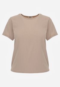 Born2be - Beżowy Gładki T-shirt w Klasycznym Stylu Salodone. Okazja: do pracy, na co dzień. Kolor: beżowy. Materiał: materiał, jeans. Wzór: gładki. Styl: klasyczny #5