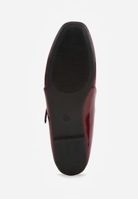 Renee - Bordowe Balerinki Mary Jane na Płaskiej Podeszwie z Paskami na Sprzączki Zinitia. Okazja: na co dzień. Zapięcie: pasek. Kolor: czerwony. Materiał: jeans. Obcas: na płaskiej podeszwie. Styl: casual, klasyczny, elegancki #5