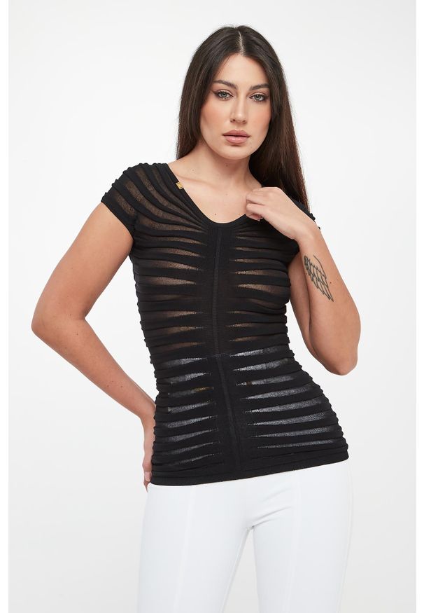 Elisabetta Franchi - Bluzka damska z tiulu ELISABETTA FRANCHI. Materiał: tiul