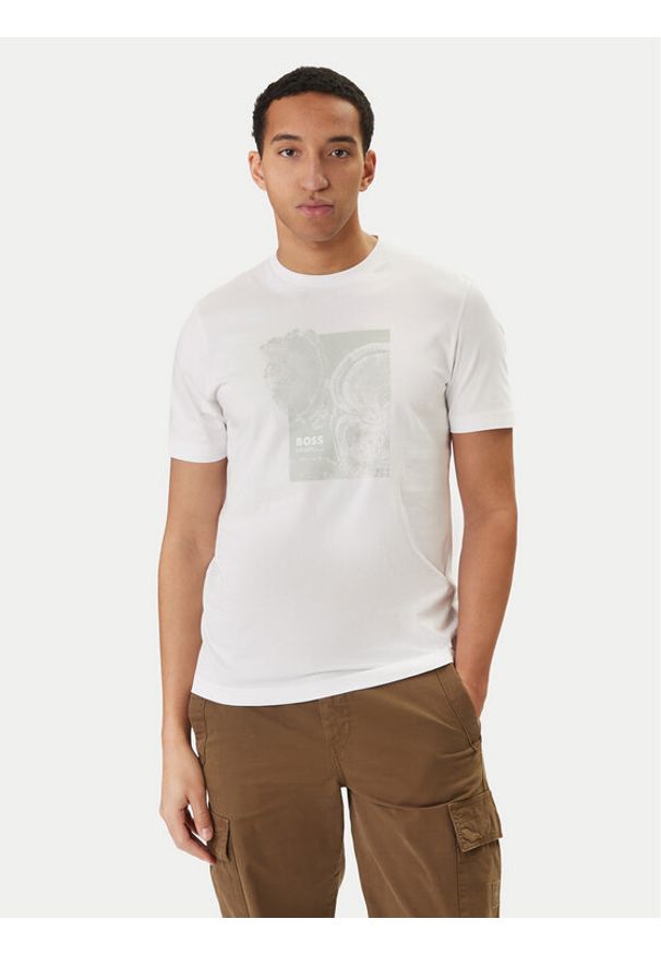 BOSS T-Shirt Imprint 50556007 Biały Regular Fit. Kolor: biały. Materiał: bawełna