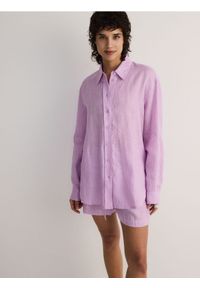 Reserved - Koszula z lnu - fioletowy. Kolor: fioletowy. Materiał: len