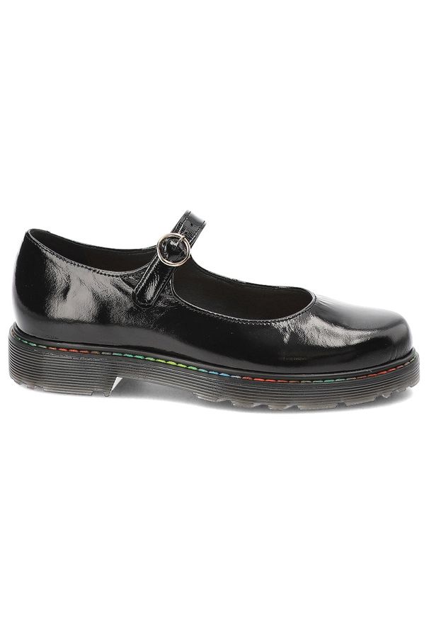 Czarne Półbuty Armodo Eleganckie Obuwie Damskie. Kolor: czarny. Materiał: lakier, skóra. Styl: elegancki