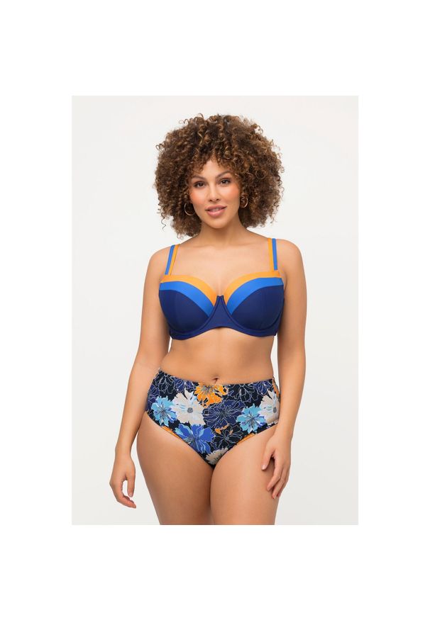 ULLA POPKEN - Damskie Bikini kwiaty miękkie miseczki fiszbiny miseczka D podwójne ramiączka. Kolekcja: plus size. Kolor: fioletowy. Materiał: elastan, poliamid, materiał. Rodzaj stanika: biustonosz z fiszbinami. Wzór: kwiaty