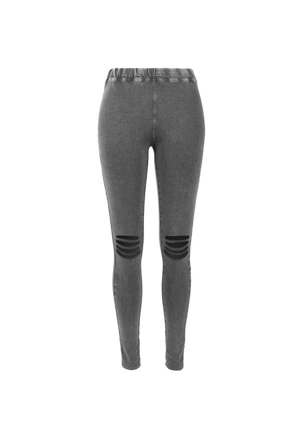 Urban Classics - Damskie Legginsy Do Kolan Z Przetarciami. Kolor: czarny. Długość: do kolan. Sport: turystyka piesza