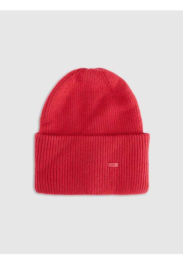 4f - 4F Czapka beanie uniseks - czerwona Uniwersalny. Kolor: czerwony. Materiał: wiskoza, materiał, dzianina. Sezon: zima. Styl: klasyczny, sportowy, casual