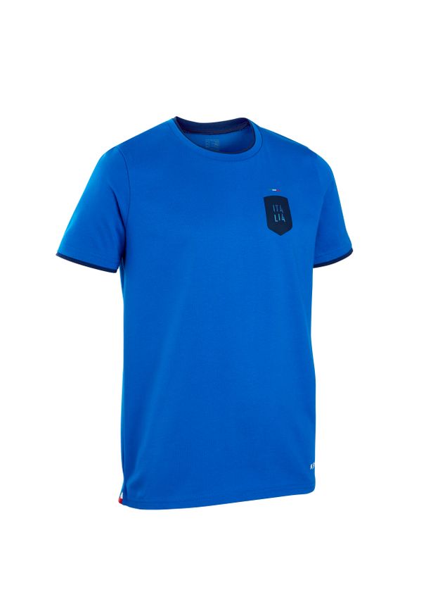 KIPSTA - Koszulka do piłki nożnej dla dzieci Kipsta FF100 Włochy 2024. Kolor: niebieski. Materiał: materiał, bawełna