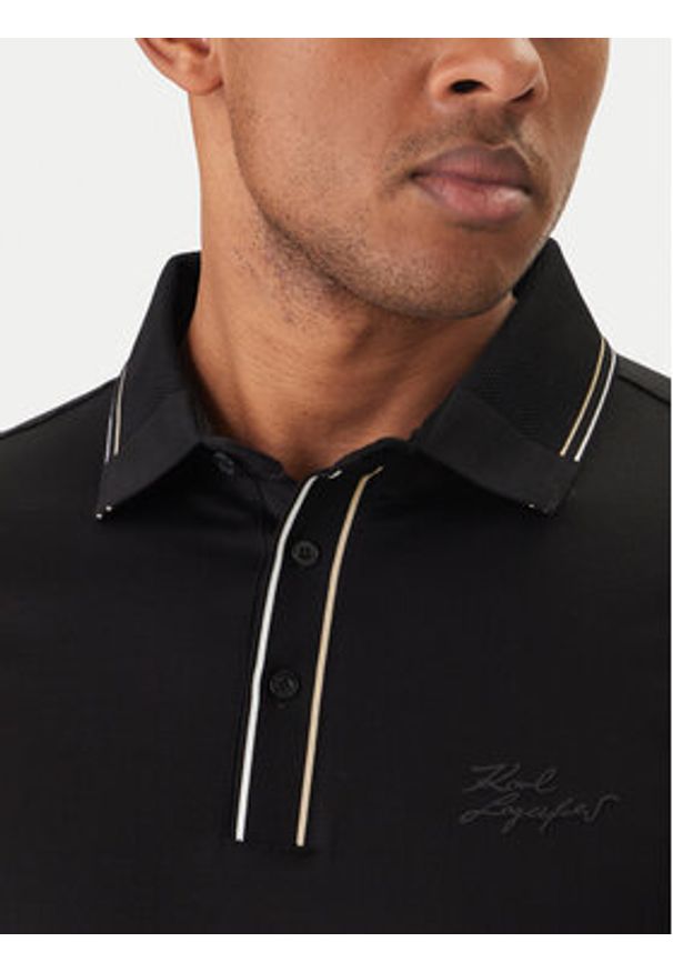 Karl Lagerfeld - KARL LAGERFELD Polo 745002 562200 Czarny Regular Fit. Typ kołnierza: polo. Kolor: czarny. Materiał: bawełna