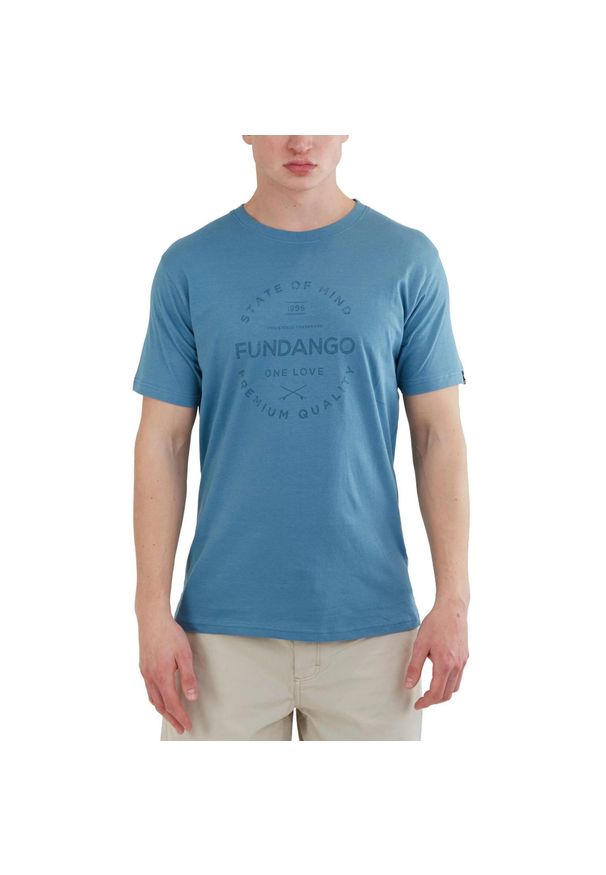 FUNDANGO - T-shirt męski Fundango Basic - T Logo-4 krótki rękaw. Kolor: niebieski. Materiał: bawełna, materiał. Długość rękawa: krótki rękaw. Długość: krótkie