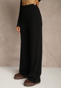 Renee - Czarny Komplet z Bawełny Kopertowa Bluzka Longsleeve i Szerokie Spodnie Amaferia. Kolor: czarny. Materiał: bawełna #5