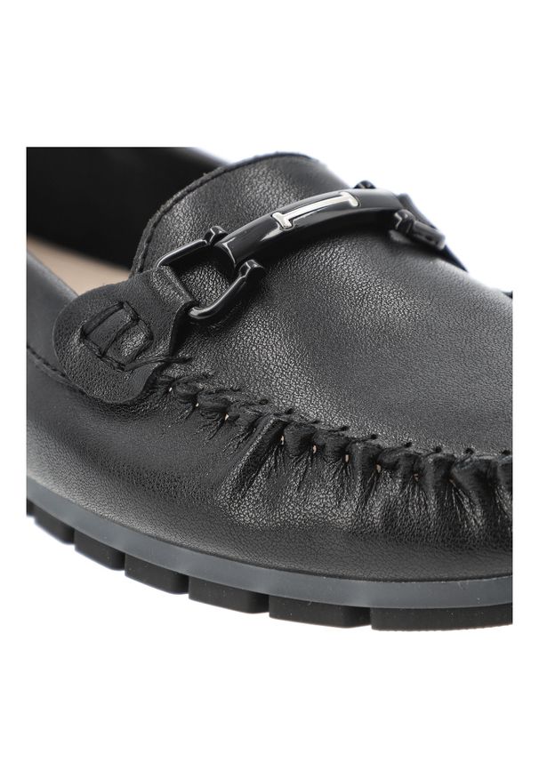 Czarne Mokasyny S.Barski Wygodne Obuwie Damskie. Okazja: na co dzień. Zapięcie: klamry. Kolor: czarny. Materiał: skóra. Szerokość cholewki: normalna. Styl: elegancki, klasyczny, casual