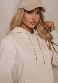 Renee - Ciemnobeżowa Bluza Kangurka z Kapturem i Szeroką Kieszenią Vaminita. Okazja: na co dzień. Typ kołnierza: kaptur. Kolor: beżowy. Styl: sportowy, wizytowy, casual, rockowy #5