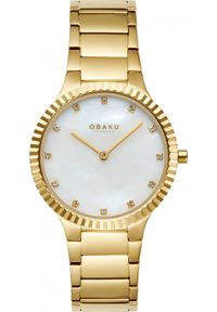 Zegarek OBAKU Zegarek damski Obaku Denmark V292LXGWSG CYRKONIE złoty. Kolor: złoty #1