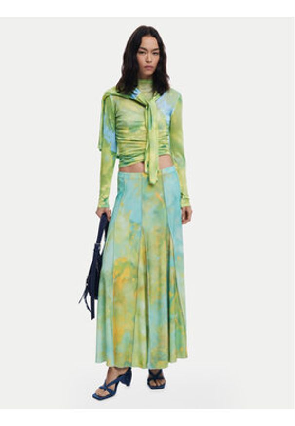 Desigual Spódnica maxi Desvanecer 25WWFK06 Zielony Regular Fit. Kolor: zielony. Materiał: syntetyk