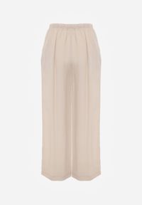 Born2be - Beżowe Wiskozowe Spodnie z Szeroką Nogawką i Wiązaniem w Talii Terisanna. Okazja: na co dzień. Kolor: beżowy. Materiał: wiskoza. Styl: casual, elegancki, klasyczny #6