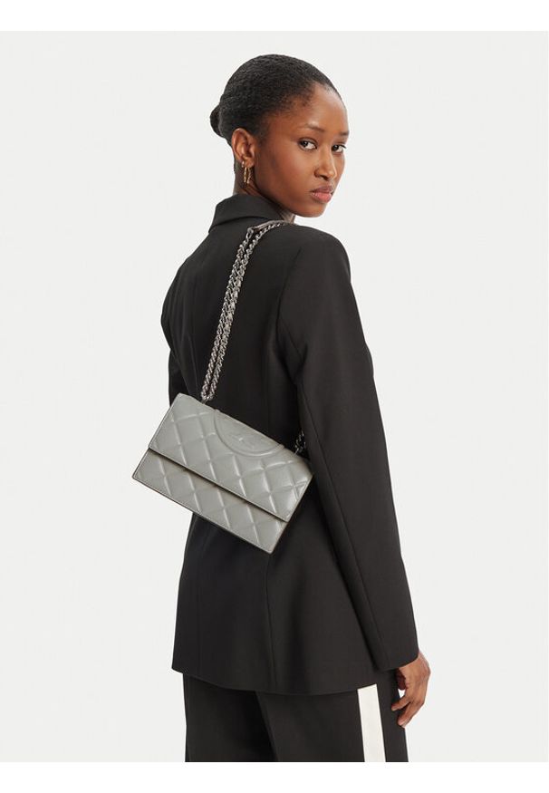 Tory Burch Torebka Fleming Small Convertible Shoulder Bag 164800 Szary. Kolor: szary. Materiał: skórzane