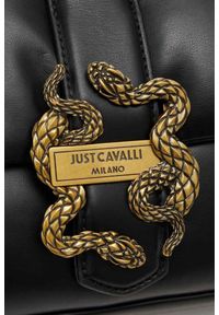 Just Cavalli - JUST CAVALLI Czarna torebka Range C New Iconic Puffy - Style 1. Kolor: czarny. Wzór: paski. Materiał: skórzane. Styl: elegancki #4