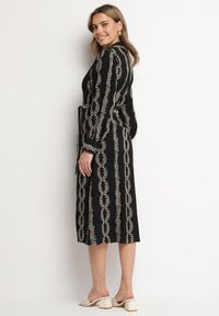 Born2be - Czarna Koszulowa Sukienka z Wiskozy z Wiązanym Paskiem Zdobiona Haftem Rallisia. Okazja: na co dzień. Kolor: czarny. Materiał: wiskoza. Wzór: haft, aplikacja. Typ sukienki: koszulowe. Styl: klasyczny, casual, elegancki #2