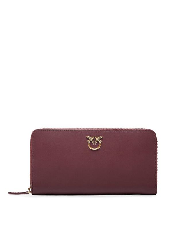 Pinko Duży Portfel Damski Ryder Zip Around AI 23-24 PCPL 100250 A0F1 Bordowy. Kolor: czerwony. Materiał: skóra