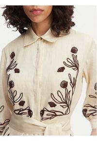 Marella Sukienka koszulowa Banda 2613221232 Beżowy Regular Fit. Kolor: beżowy. Materiał: len. Typ sukienki: koszulowe #3