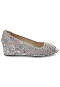 Szare Czółenka Gamis Damskie Buty Eleganckie. Zapięcie: bez zapięcia. Kolor: szary. Materiał: skóra, zamsz. Szerokość cholewki: normalna. Obcas: na koturnie. Styl: elegancki. Wysokość obcasa: średni #5