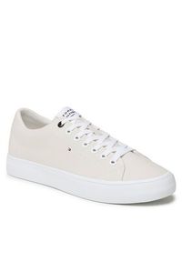 TOMMY HILFIGER - Tommy Hilfiger Tenisówki Th Hi Vulc Core Low Canvas FM0FM04686 Beżowy. Kolor: beżowy. Materiał: materiał